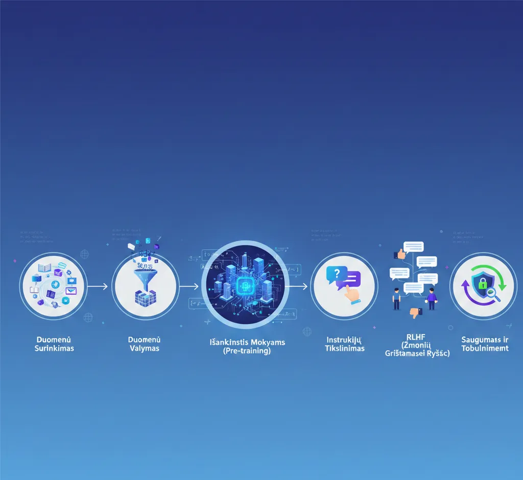 GPT serijos modelių mokymo etapai: nuo duomenų iki generatyvaus intelekto