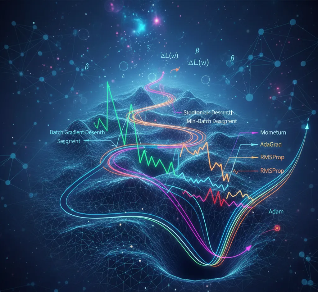 Gradient Descent variantai dirbtinio intelekto mokyme: nuo paprasto GD iki pažangių optimizatorių