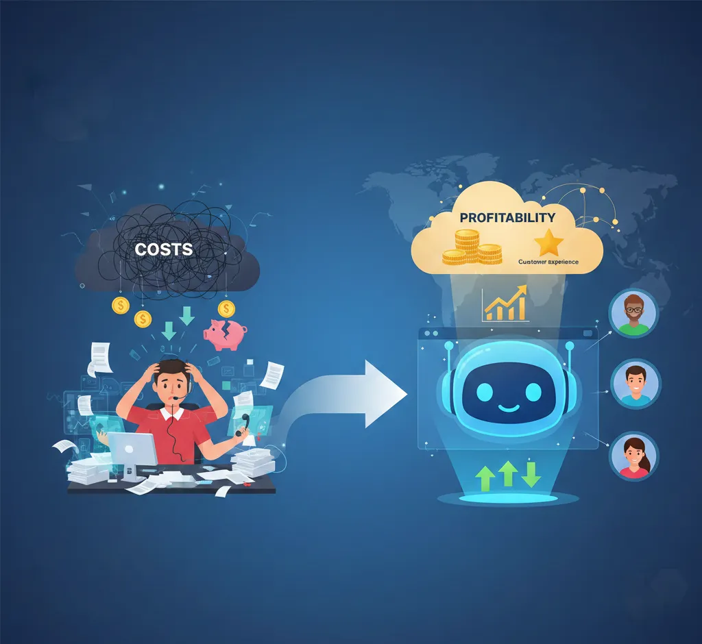 Kaip pokalbiai su AI mažina aptarnavimo kaštus ir didina pelningumą